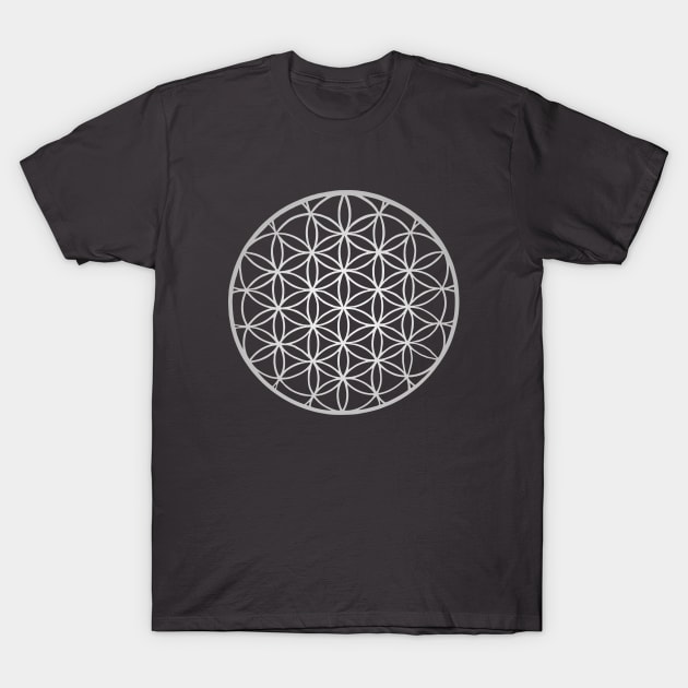 Flower of Life Mandala Silver T-Shirt by Teenugs